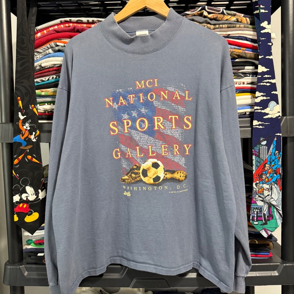 Vintage 90s Blue MCI National Sports Gallery Soccer Long Sleeve Shirt XL